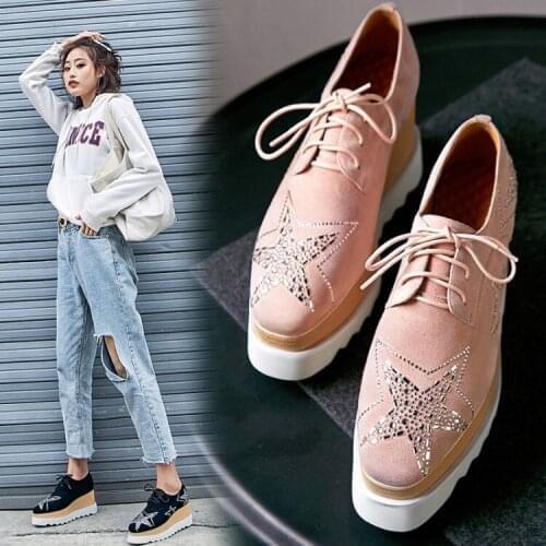 Spring and autumn new thick-soled high heels platform shoes square head single shoes rhinestone sheep anti-fashion shoes five-po