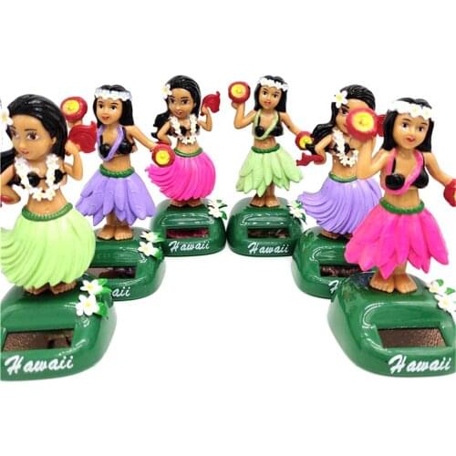 Car Decoration Dancing Doll Solar Power Toy Shaking Head Hawaii Swinging Animated Girl Car Ornament Car-styling Accessories
