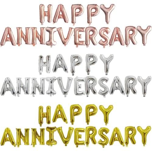 Happy Anniversary Letter Foil Balloons Wedding Anniversary LOVE Theme Birthday Air Inflatable Globos Memorial Day Party Supplies