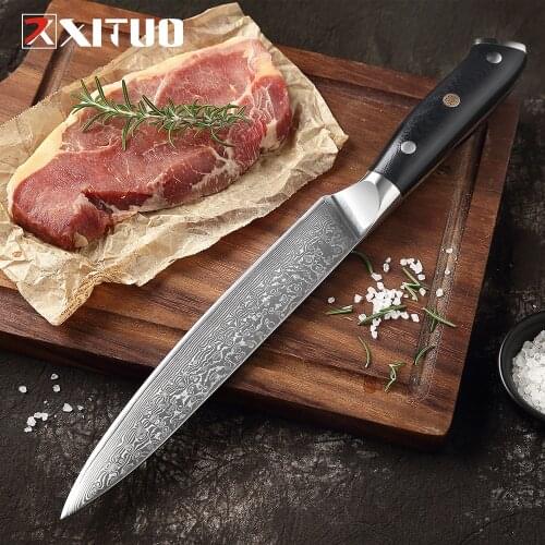 XITUO 8 inch Cleaver Knife Sharp VG10 Damascus Stainless Steel Kitchen Knife Meat Vegetable Santoku Slicing Knife Cutter Tools