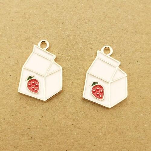 10pcs 13x20mm strawberry box enamel charms for jewelry making fashion earring pendant necklace and bracelet charm