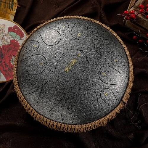 2021 Newest 13 inch 15 tones D key Tongue Drum Steel Handheld Tank Drum Set Tamborine Percussion Instrument Yoga Meditation Gift