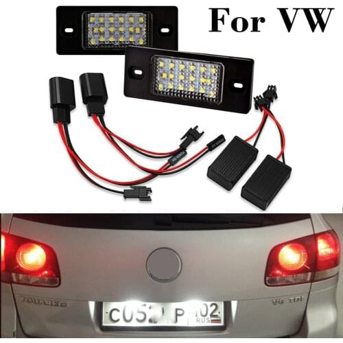 2 Pcs LED Car Number License Plate Lights Lamp Canbus White Auto Luces Assembly For VW Touareg Tiguan Golf 5 Passat Touring New