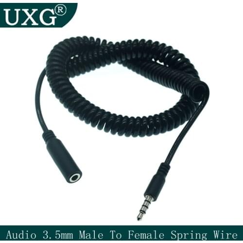 3.5mm extension audio cable 90 Degree Spring 3.5 mm 4 Pole Jack Aux Cable for Headphones Car Speaker Xiaomi Huawei Samsung