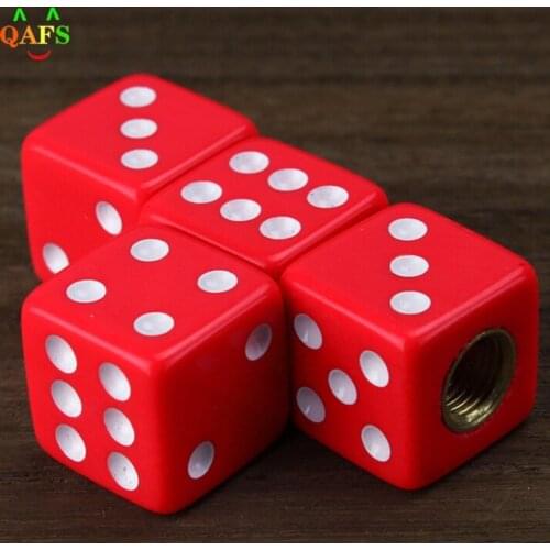 4 PCS Red Dice Tire Air Valve Stem Caps for Car Truck Bike ATV Wheel Rims Hot Sale Bike Bicycle Accessories