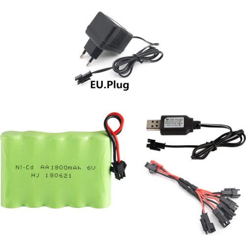 6v 1800mah NI-CD Battery + 6v Charger set For Rc toys Cars Boats Guns Truck Tanks Robots AA 6v Rechargeable Battery Pack