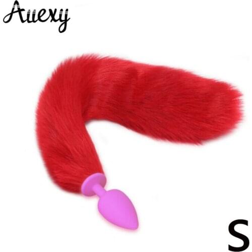 AUEXY Red Big Anal Plug Fox Tail Animal Ass Massage Butt Plugs Silicone Buttplug Adult Sexual Toys for Couples Woman Men Cosplay