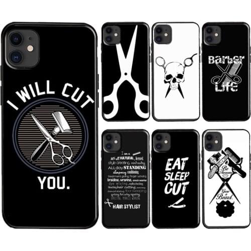 Barber Stripes Scissors Case For iPhone 12 mini 11 Pro Max XR X XS Max 6S 7 8 Plus SE 2020 TPU Cover Shell