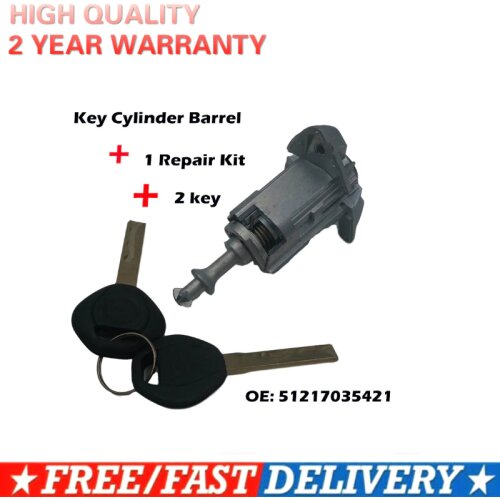 For BMW/ X5 E53 51217035421 Left Driver Door Lock Assembly Key Cylinder Barrel + 1 Repair Kit + 2 key