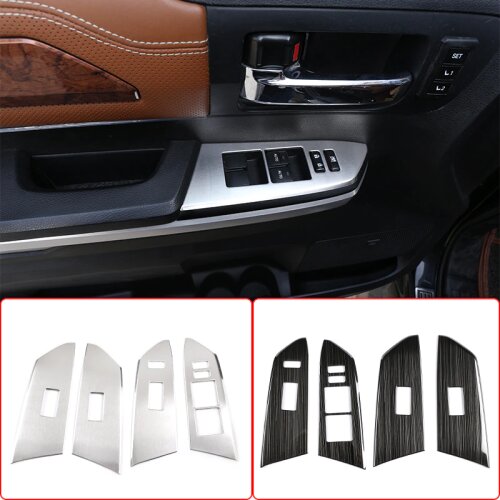 For Toyota Tundra 14-21 Stainless Car Window Button Glass Lifting Switch Panel Cover Door Armrest Knob Frame Sticker Accessories