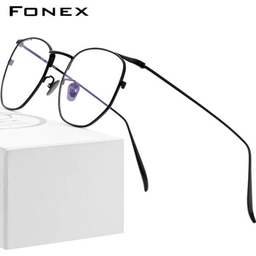 FONEX Pure B Titanium Glasses Frame Women Ultralight Polygon Prescription Eyeglasses Men Spectacles Myopia Optical Eyewear 885