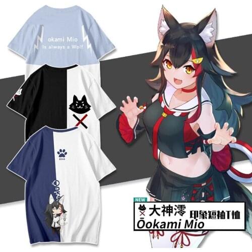 Ookami Mio 3D Printing T-shirt Summer Fashion Round Neck Short Sleeve Popular Japanese Streetwear Plus Size harajuku kawaii
