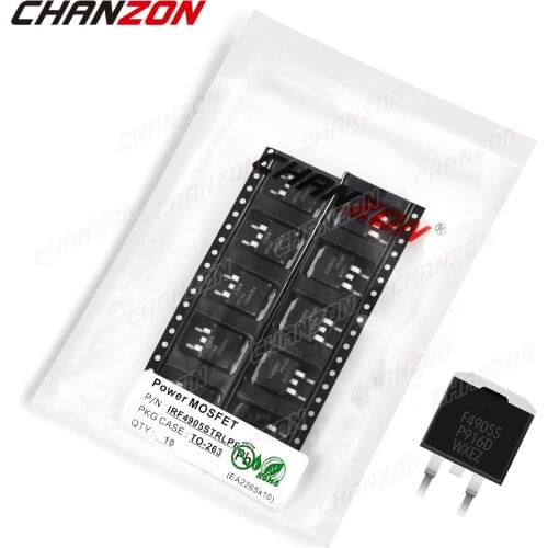 10Pcs IRF4905STRLPBF TO-263 Power SIC Mosfet Transistor Bipolar Junction BJT Triode Tube Fets SMD -42A -55V Integrated Circuits