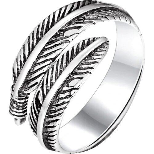 Retro Jewelry Personality Feathers Opening Rings Unisex Fashion Rings Adjustable Opening Size