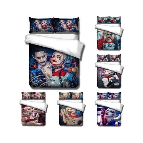 Harleen Quinzel Clown Squads Suicide 3D Printed Bedding Set Duvet Cover KING Queen Full Twin Size for Halloween Bedroom Decor