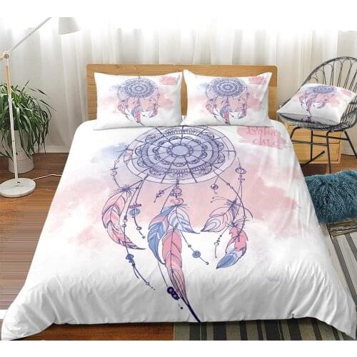 Fashion Dreamcatcher Bedding Set Bohemian Bedspread Feather Duvet Cover Set Simple Dream Catcher Soft Beds Set For Girls Kids