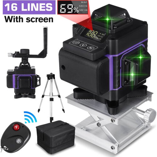 ZEAST 16 Line Laser Level 4D Powerful Green Light Remote Control Horizontal Vertical Cross Self-Leveling Auto Laser Levels