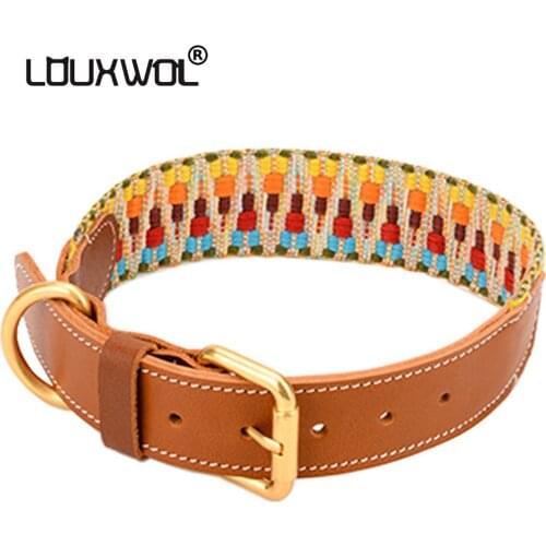 LOUXWOL Dog Collar Leather Collar for Dog and Cats Nylon Dog Collars for Small Medium Large Dogs Pet Supplies Dog Accessories