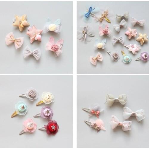 10pcs/lot fashion sweet children hair accessories star yarn snap hair clip stars flower kids bow hairpin girls headdress