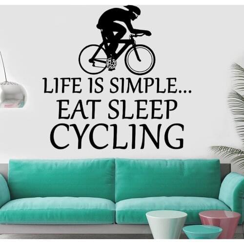 Motivational Quotes Wall Stickers Life Is A Simple Cycling Vinyl Wall Decals Home Decoration Accessories For Living Room Y981