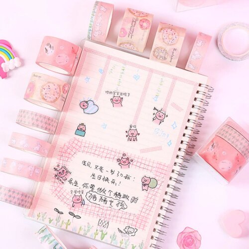 Cartoon Rabbit Cactus Decorative Washi Tape Adhesive Tape DIY Scrapbooking Sticker Label Masking Tape