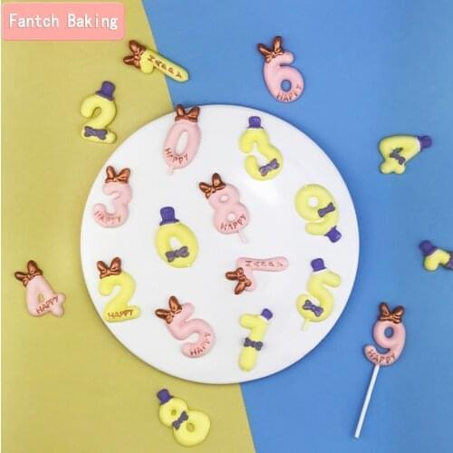 Soft Silicone DIY Sugarcraft Bow Figure Number Lollipop Mold Fondant Chocolate Candy Moulds For Cake Decoration Baking Tool