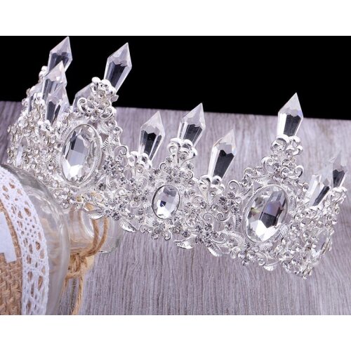 New Arrival Rhinestone Baroque Crystal Pillar Crown Alloy Hair Ornaments Bridal Wedding Dress Hair Decoration Women Jewelry