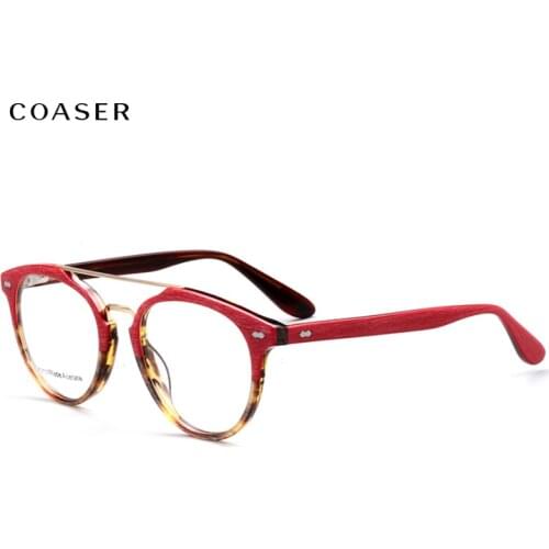 Trend Vintage Style Great Glasses Frame Women Acetate Wide Round Men Optical Prescription Eyeglasses Double Bridge Eyewear