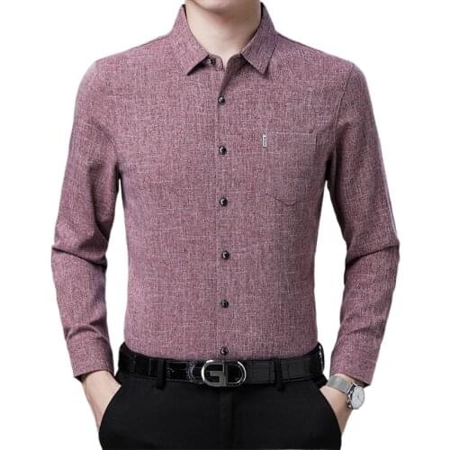 Pure color mens casual shirt spring and autumn new style long-sleeved shirt youth shirt