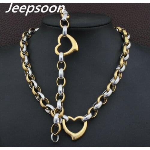 Wholesale Stainless Steel Vintage Jewelry Love Silver Color And Gold Color Bracelet Necklace Sets For Woman SGEAAZCF