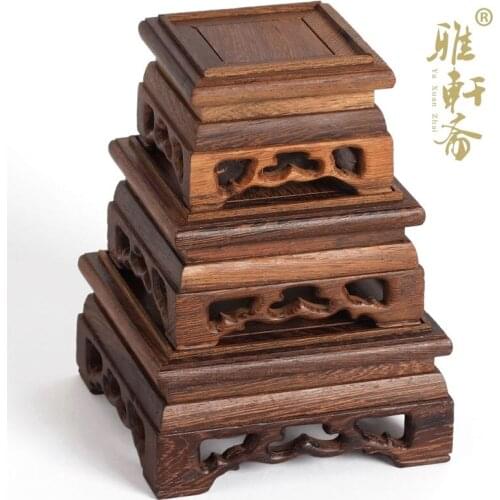 Rosewood wood stone seal stone base Wacao chicken wing wood Teapot Set of three square base ornaments