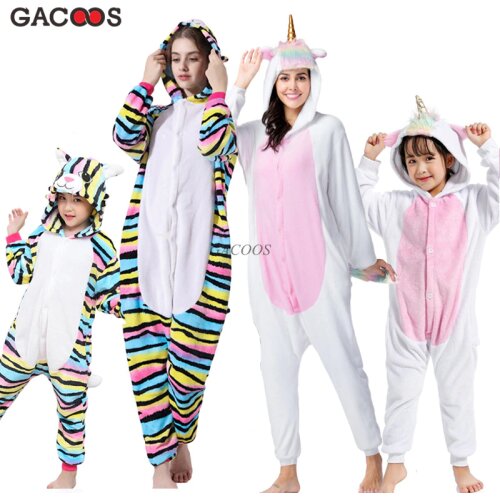 Winter Girls Clothes Kids Unicorn Pajamas Kugurumi Cartoon Animal Licorne Onesies Sleepers Boy Christmas Party Costume Jumpsuit