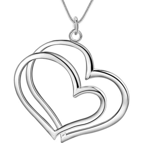 Charms silver color jewelry necklace simple retro fashion women hearts necklace wedding jewelry GIFT JSHP108