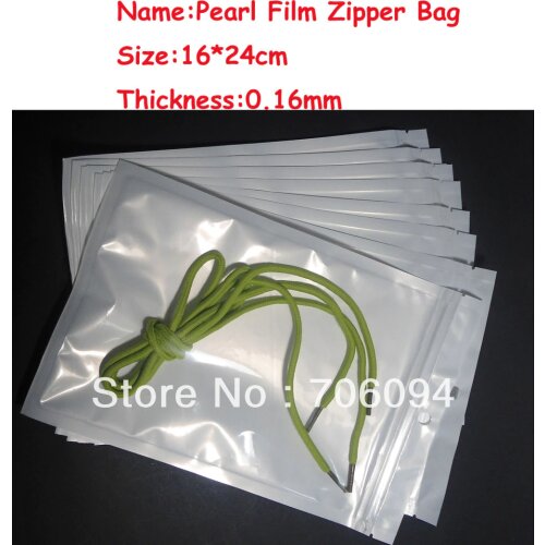 Size:16*24cm,200pcs/lot,Pearl White Zipper Plastic bag,Pearl film Plastic bag,Polybag,Plastic Package for Gifts