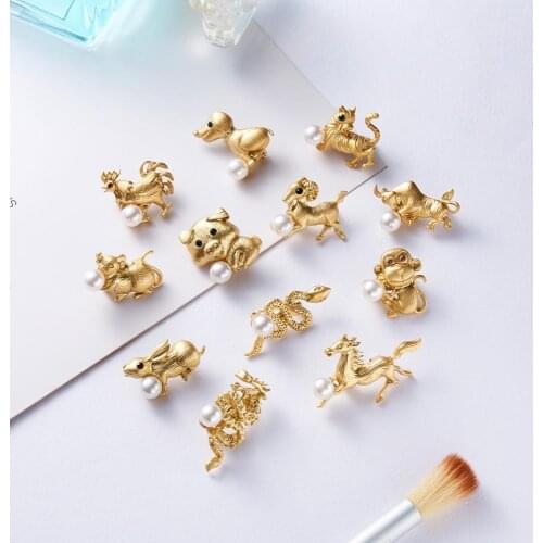 Rinhoo Cute Zodiac Animal Brooch Cartoon Mouse Tiger Dragon Snake Horse Monkey Chicken Dog Pig Funny Zodiac Brooch Collar Badge