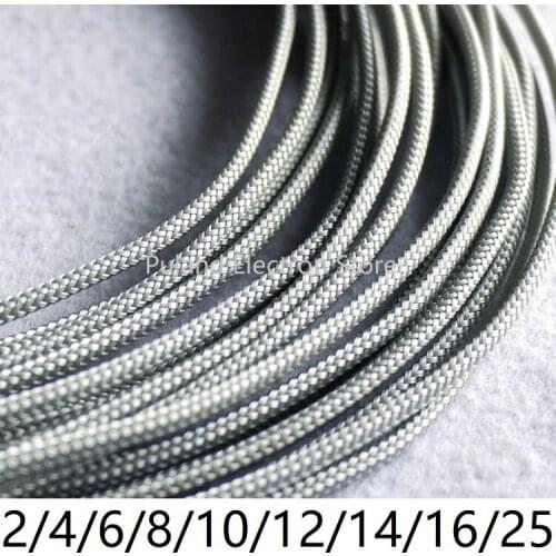 Grey PET Braided Wire Sleeve 3 4 6 8 10 12 14 16 25mm Tight High Density Insulated Cable Protect Expandable Sheath Single Color