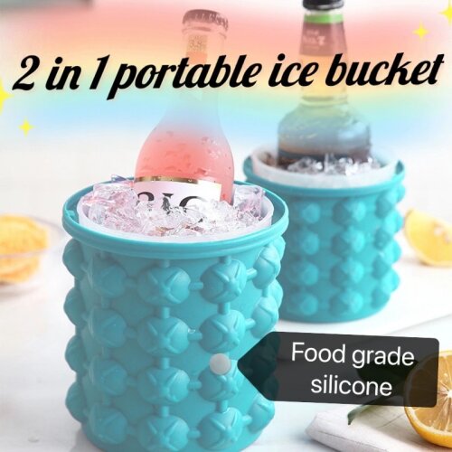 Ice Bucket Silicone 1000ml Ice Cube Maker With Bucket Lid Ice Saving Ice Mold Space N