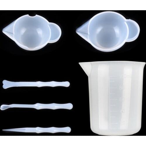 1Set Silicone Tool For Uv Resin Epoxy Molding Silicone Dispensing Cup Stirring Bars With Card Slot Dispensing Cups Measuring Cup