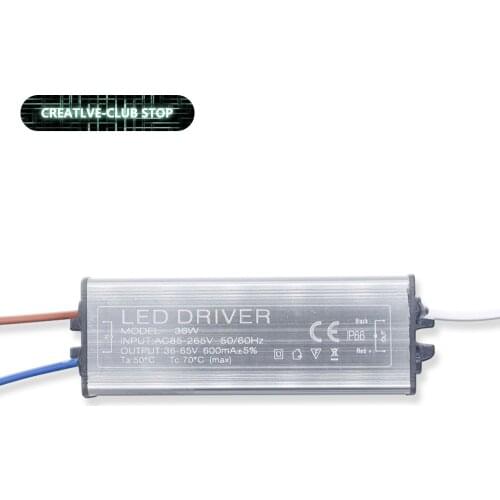 LED Driver 600mA 36W For LEDs Power Supply AC85-265V Lighting Transformers For Outdoor waterproof Output 36-65V