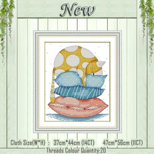 The fat cat animal cartoon diy painting counted print on the canvas DMC 11CT 14CT kits NKF Cross Stitch embroider needlework Set