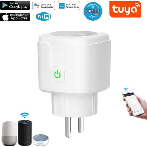 16A Smart Socket Adapter Tuya WiFi Smart Plug EU Power Socket Plug Timing Remote Voice Control Work with Alexa Google Smart Life