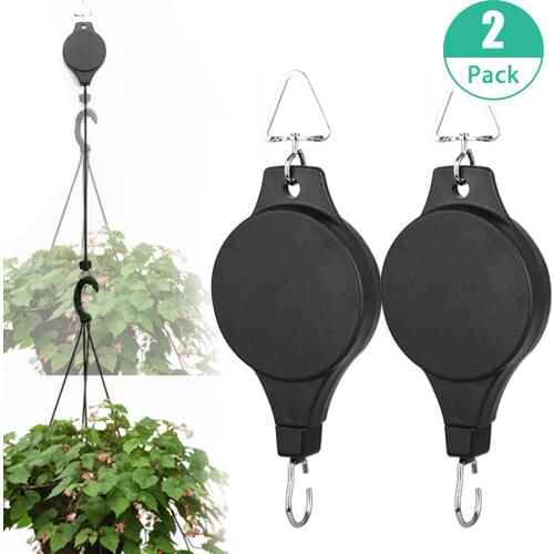 Hanger Hanging Planters Flower Basket Hook for Garden Baskets Pots and Birds Feeder Hang 2-pack Plant Retractable Pulley