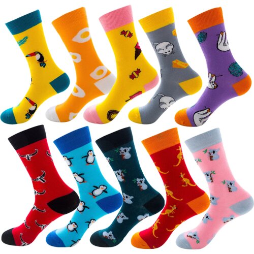 Funny Women Colorful Animal Food Cotton Socks New Cute Sloth Toucan Kangaroo Penguin Bull Candy Cream Egg Koala Cheese Crew Sock