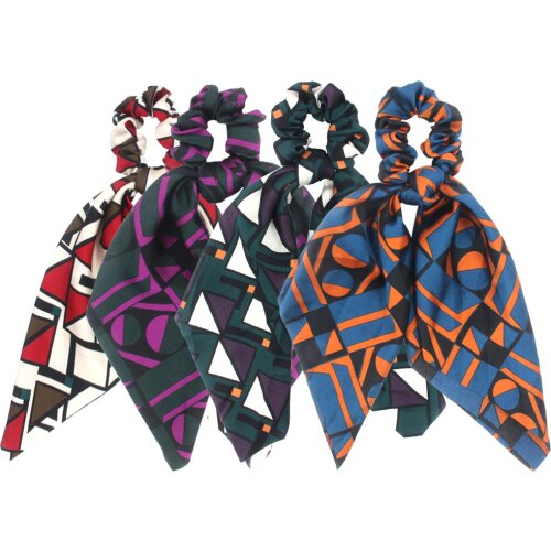 Furling Girl 1 PC Geometry print Chiffon Long Ribbon Women Elastic Hairband Hair Rubber Ropes Ties Hair Accessories