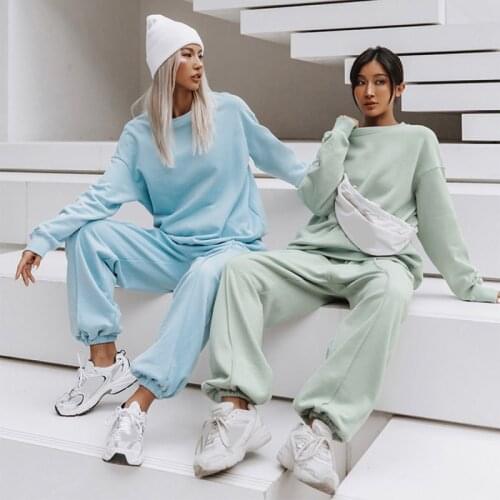 Women Long Sleeved Hoodie Trousers Sweatershirt Sports Suit Shirts Tops Stretchy Pants Outfit Two-piece Loose Sport Leisure Suit