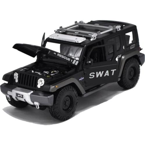 1:18 Wrangler Police Car Alloy Car Model Diecast Metal Vehicle Toys Collection Decoration Display Boys Kids Children Adult Gifts