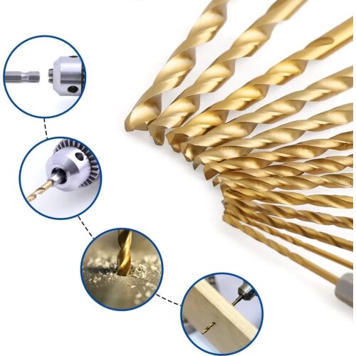 1Pcs HSS Titanium Coated Drill Bits High Speed Steel Twist Drill Bits Set Tool High Quality Power Tools 1 mm to 10 mm