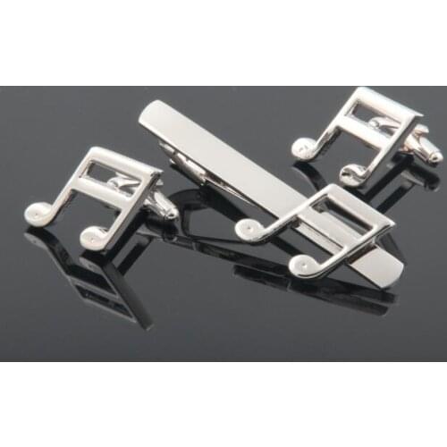 10Sets/Lot Musical Note/Symbol Cuff Link +Tie Clip/Pin Sets High Quality Copper Made Well Desighed Cufflink and Tie Clip