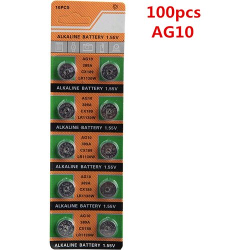 100pcs/lot AG10 For Watch Toys Remote 189 LR54 Cell Coin Alkaline Battery 1.55V SR54 389 189 LR1130 389 SR1130 Button Batteries