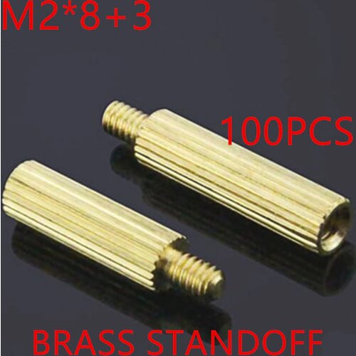 100pcs M2 x 8+3 M2*8mm male to female brass standoff round spacer